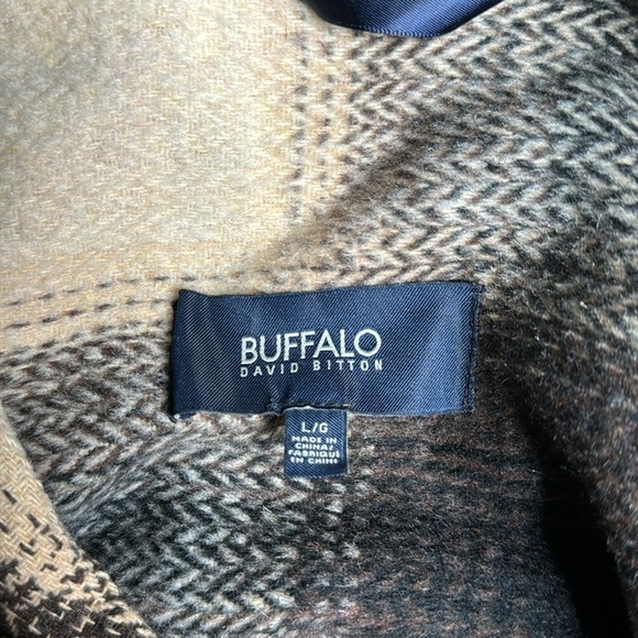 Buffalo David Bitten Brown Plaid Button Up Shacket Large - Picture 7 of 10